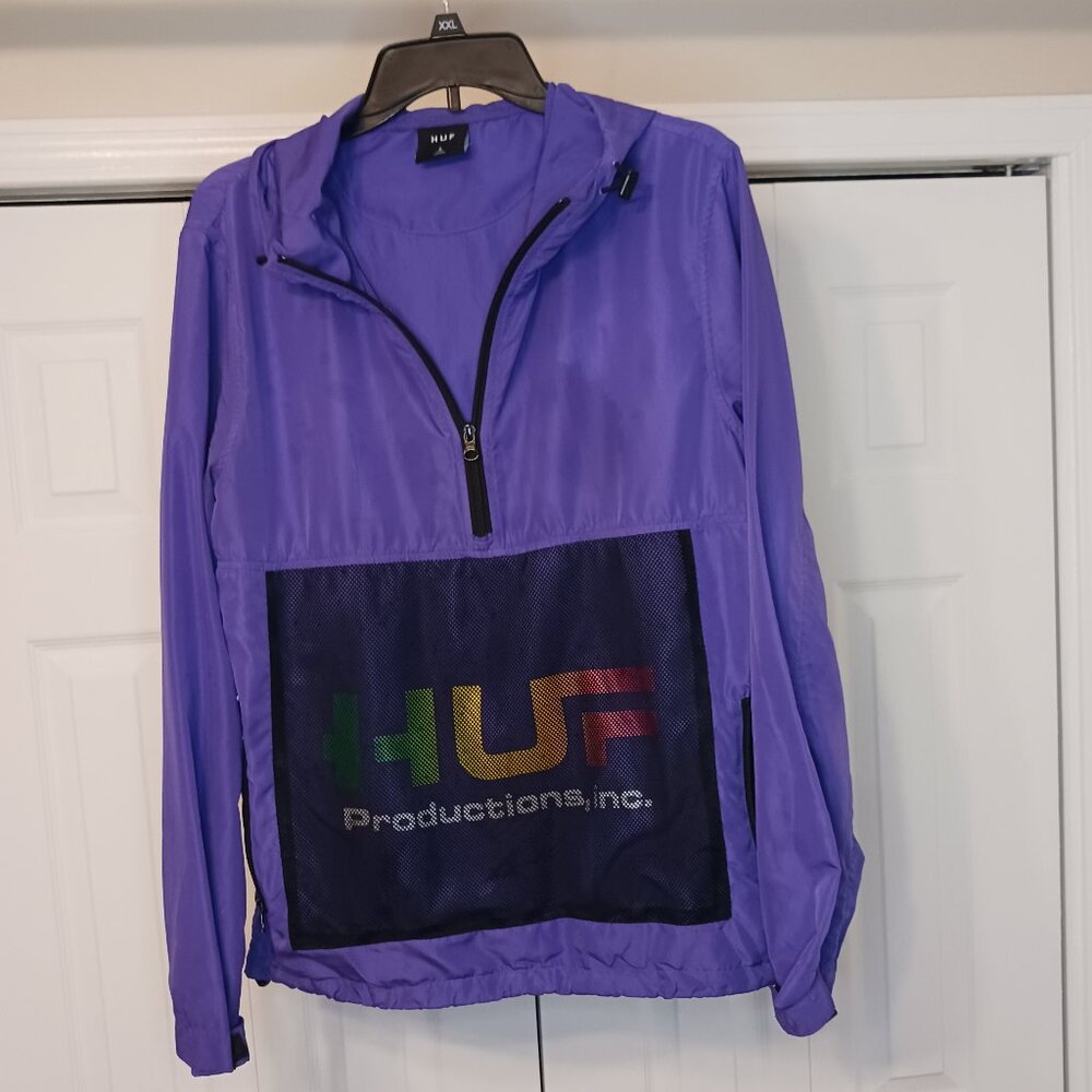 #264 Hue Purple 1/4 Zip Windbreaker Jacket Size Small